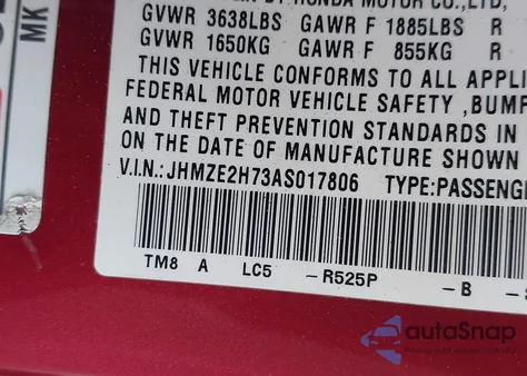 2010 Honda Insight Ex from USA, damaged, VIN JHMZE2H73AS017806
